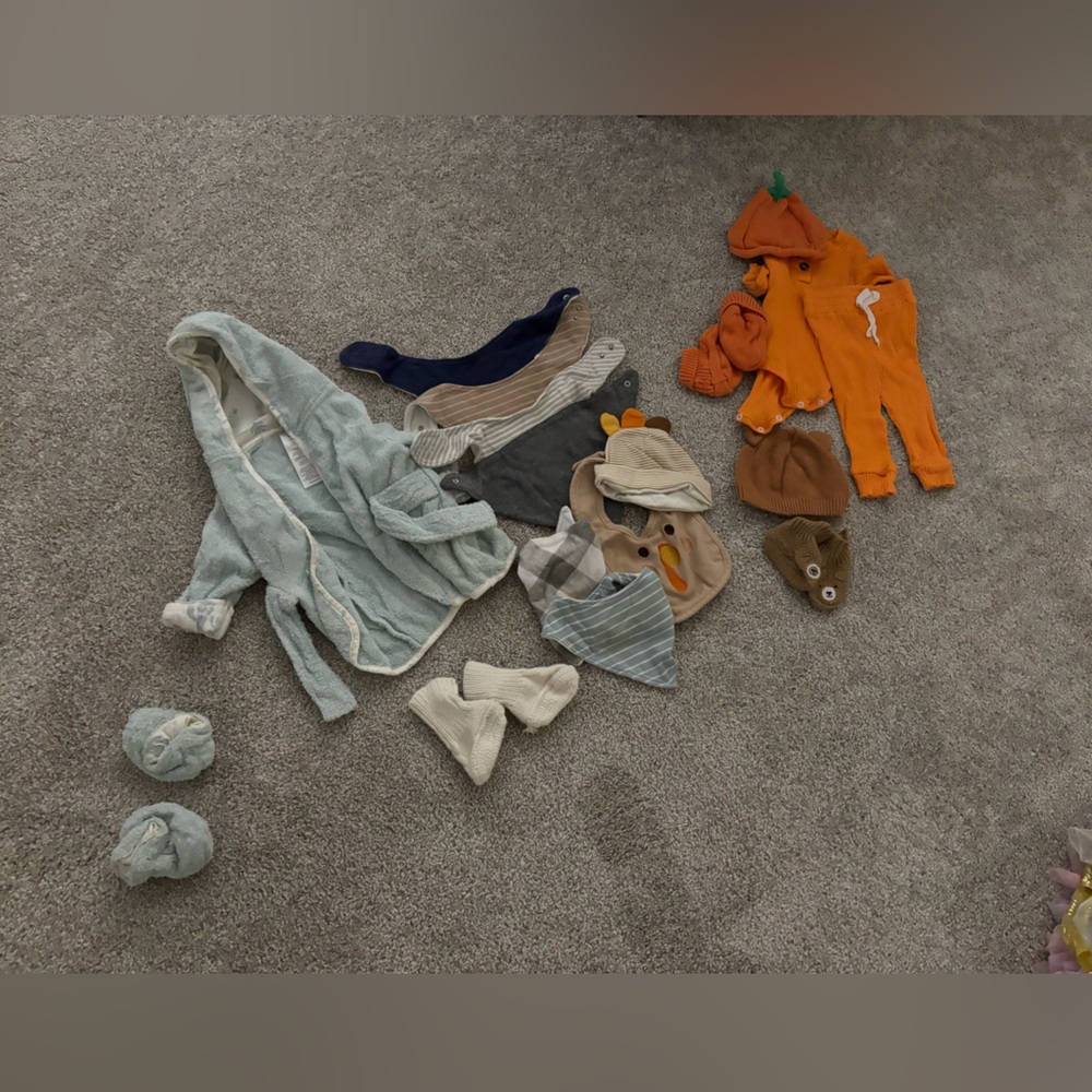 Newborn Lot of items including Pumpkin Halloween Costume